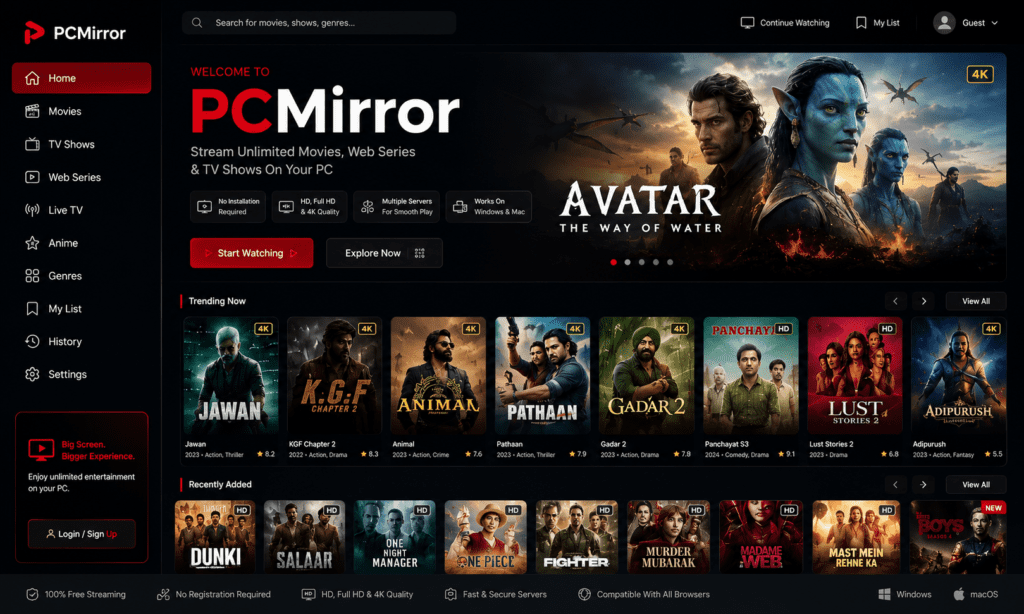 PCMirror For PC (Windows & Mac) – Watch Movies & Series Online in 2026